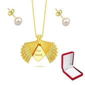 İsme Özel Aç Kapa Gümüş İstiridye Kolye Küpe Seti - 3