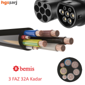 Bemis 22kW-16kW-11kW-7,4kW-5kW 3 Faz 32A Kadar Elektrikli Araç Şarj Kablosu - 2