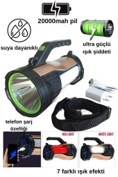 Ultra Güçlü 7 Farklı Moda Sahip Güneş Enerjili Powerbank Özellikli El Feneri T96 - 2