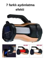 Ultra Güçlü 7 Farklı Moda Sahip Güneş Enerjili Powerbank Özellikli El Feneri T96 - 3