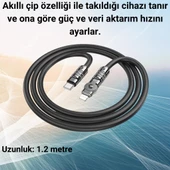 Coofbe Super Şarj Döner Başlık 27W Type-C to İphone Şarj Kablosu İphone 11 12 13 14 Pro Max Şarj Kablo - 9