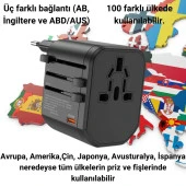 Coofbe Şarj Akım Korumalı 10A/250V Amerikan Ve Avrupa Priz Dönüştürücü Ve 2xUSB PD Şarj Başlığı Priz - 2
