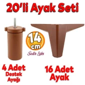 20'li Set Sedir Lüks Mobilya Koltuk Kanepe Tv Ünitesi Destek Ayağı 14 cm Ahşap Desenli Ayakları thumbnail 1