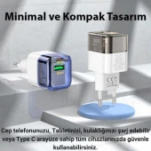 Polham Süper Hızlı 20W 1x Type-C,1x USB Şarj Başlığı ve 1 MT 60W Type C To Type C Kablolu Şarj Aleti - 2