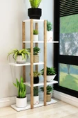 Jest Dekor Konsept Lotus Beyaz Ahşap 5 Katlı Çiçeklik, Saksılık, Çiçek Standı, Dekoratif Raf / Çok Amaçlı Kullanım - 1