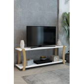Roma Beyaz Ahşap Raflı Televizyon Sehpası, Tv Ünitesi, Tv Sehpası / 120x30 Cm / Şık Ve Ergonomik - 1