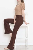 Yırtmaçlı İspanyol Paça Pantolon Kahve - 16702.1355. thumbnail 2
