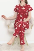Desenli Pijama Takımı Bordo - 130.1287. - 4