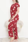 Desenli Pijama Takımı Bordo - 130.1287. - 3