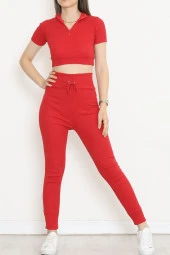 kaliteli Kaşkorse Fermuarlı Kısakol Takım Kırmızı - 18517.1567. - 1