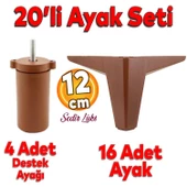20'li Set Sedir Lüks Mobilya Koltuk Kanepe Tv Ünitesi Destek Ayağı 12 cm Ahşap Desenli Ayakları - 1
