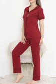 Önü Cepli Pijama Takımı Bordo - 11404.1048. - 4