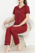 Önü Cepli Pijama Takımı Bordo - 11404.1048. - 2