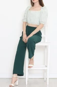 Çizgili Crop Bluz Yeşil - 18423.631. - 2
