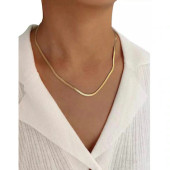 Italyan Ezme Vintage Zincir Gold Çelik Üzeri Altın Kaplama Kadın Kolye - 1