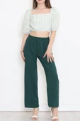 Çizgili Crop Bluz Yeşil - 18423.631. - 3