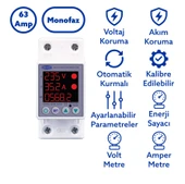 Tomzn Gerilim ve Akım Koruma Rölesi Yüksek Düşük Voltaj Akım Koruyucu 63A Enerji Ölçerli thumbnail 1