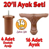 20'li Set Lukens Lüks Mobilya Koltuk Kanepe Tv Ünitesi Destek Ayağı 14 cm Ahşap Desenli Ayakları thumbnail 1