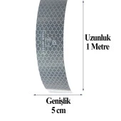 Tüvtürk Onaylı Belgeli Bant 1 Metre 5 cm Beyaz Reflektörlü Reflektif Fosforlu Şerit Bant İkaz Bandı - 3