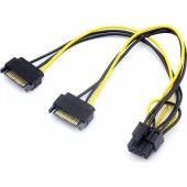 2x Sata to 8 Pin (6+2) Pci-e Express Güç Molex Power Kablosu Çevirici Dönüştürücü 4327 thumbnail 3