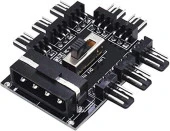 Ancheyn 8 Port Fan Çoklayıcı Hub Y PWM Splitter ide Molex Soğutma 3 pin 4 Switch Anahtarlı 4336 thumbnail 1