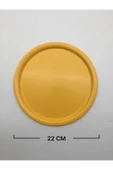 6'lı Sarı Yuvarlak Metal Tepsi, Tek Kişilik Çay ve Kahve Sunum Tepsisi 22cm - 5