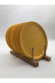 6'lı Sarı Yuvarlak Metal Tepsi, Tek Kişilik Çay ve Kahve Sunum Tepsisi 22cm - 2