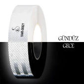 Tüvtürk Onaylı Bant Beyaz 1 Metre 5 cm Belgeli Reflektörlü Reflektif Fosforlu Şerit Bant İkaz Bandı thumbnail 7