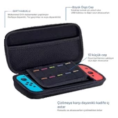 Cosmostech Nintendo Switch Oyun Konsolu Uyumlu Taşıma Çantası Kılıf Siyah Desenli - 7