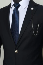 Esgue İnci Taşlı Gümüş Zincirli Ceket Yaka İğnesi - 2