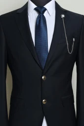 Esgue İnci Taşlı Gümüş Zincirli Ceket Yaka İğnesi - 3