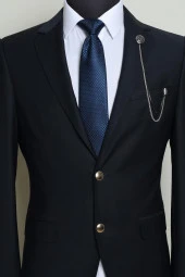 Esgue Desenli Gümüş Zincirli Ceket Yaka İğnesi - 2