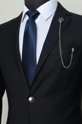 Esgue Desenli Gümüş Zincirli Ceket Yaka İğnesi - 3