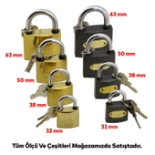 İşyeri Kepenk Kapı Asma Kilidi Sarı Renk 38 mm 3 Anahtarlı Halka Sandık Tosba Kilit Metal - 3