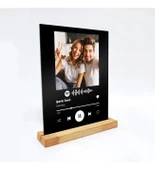Kişiye Sevgiliye Arkadaşa Hediyelik Özel Fotoğraflı, Sözlü ve Barkodlu Spotify Masaüstü Plak(Ahşap Stand Yazı Yazılır) - 1