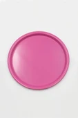6'lı Pembe Yuvarlak Metal Tepsi, Tek Kişilik Çay ve Kahve Sunum Tepsisi 22cm - 4
