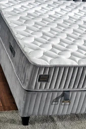 Hades Yatak 160x200 cm Çift Kişilik 30 cm Kalınlığında Paket Yaylı Lüks Yatak Orta Sert Gri Kumaş thumbnail 4
