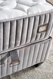 Hades Yatak 90x200 cm Tek Kişilik 30 cm Kalınlığında Paket Yaylı Lüks Yatak Orta Sert Gri Kumaş thumbnail 5