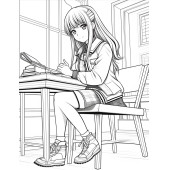 Anime Sevimli Kız Boyama Kitabı (50 SÜPER Boyama) - 5
