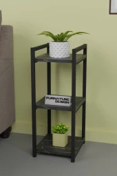 FurnatureDesign Metal Ahşap Dekoratif Çok Amaçlı Raf 3 Katlı Banyo Mutfak Rafı Çiçeklik Organizer Bendir - 1