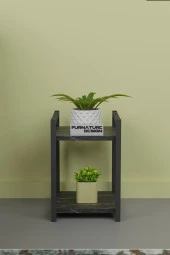 FurnatureDesign Metal Ahşap Dekoratif Çok Amaçlı Raf 2 Katlı Banyo Mutfak Rafı Çiçeklik Organizer Bendir - 2