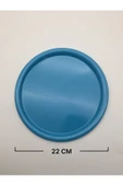 6'lı Turkuaz Yuvarlak Metal Tepsi, Tek Kişilik Çay ve Kahve Sunum Tepsisi 22cm - 3