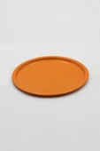 6'lı Turuncu Yuvarlak Metal Tepsi, Tek Kişilik Çay ve Kahve Sunum Tepsisi 22cm - 4