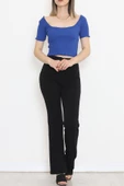 Kare Yaka Kaşkorse Bluz Saks - 15898.1567. - 2