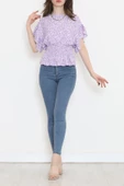 Büzgülü Bluz Mor - 2495.555. thumbnail 3
