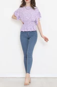 Büzgülü Bluz Mor - 2495.555. thumbnail 5
