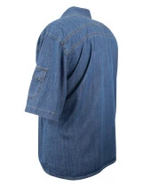 Erkek Büyük Beden 115 Kilo-152 Kilo Arası İçin Uygun Kısa Kol Kot Gömlek Dekons Blue thumbnail 3