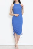 Büzgülü Elbise Saks - 12579.631. - 5
