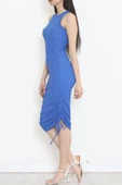Büzgülü Elbise Saks - 12579.631. - 4