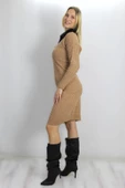 Gömlek Yaka Örme Triko Elbise Sütlükahve - 07190 - 2